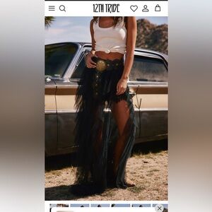 NWT 12th Tribe Rosalie Rock Black Tulle Maxi Skirt